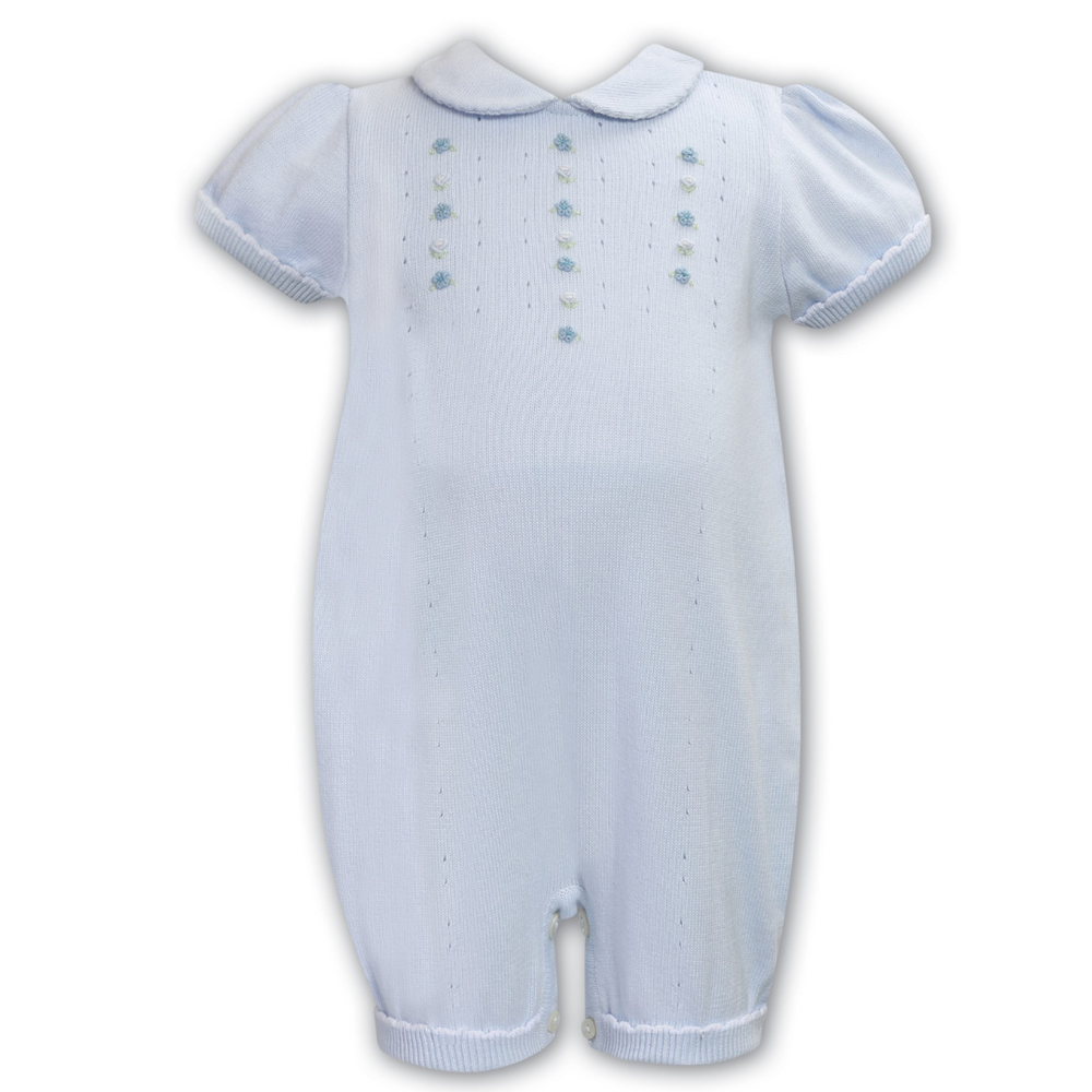 Knit Bubble with Flower Details in Light Blue