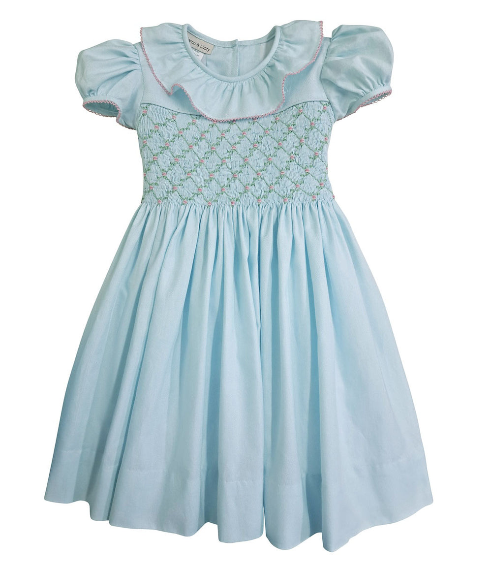 Classic Mint Embroidered Fabric Smocked Dress