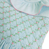 Classic Mint Embroidered Fabric Smocked Dress