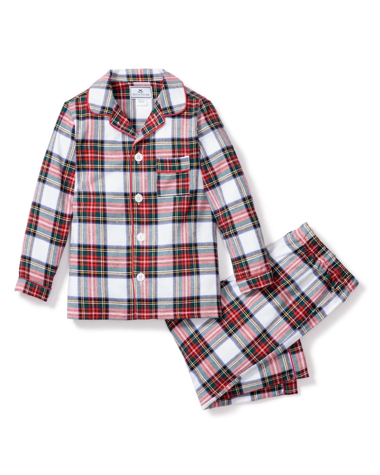 Kid's Brushed Cotton Pajama Set in Balmoral Tartan
