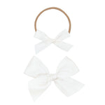 Satin Bow Alligator Clip - White