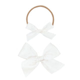 Satin Bow Alligator Clip - White