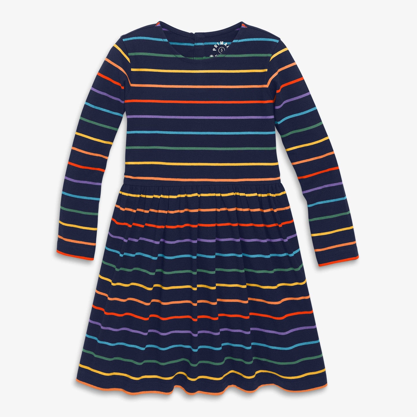 Long Sleeve Perfect Pocket Dress: Rainbow Stripe