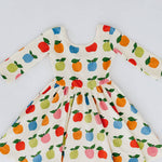 3/4 Sleeve Twirl Dress in Colorful Apples