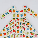 3/4 Sleeve Twirl Dress in Colorful Apples