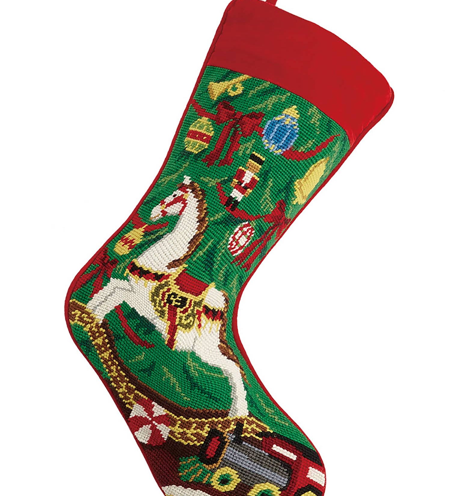 Rocking house needlepoint Christmas stocking by Peking Handicraft