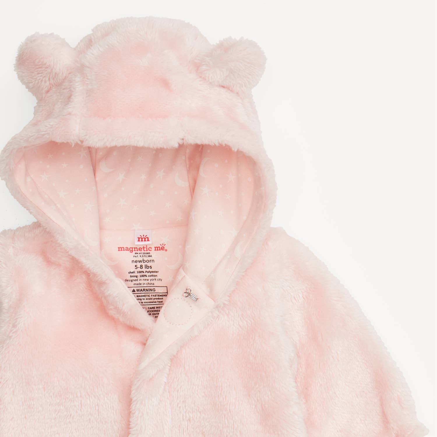 magnetic me Pink Blossom minky bear footie, detail view