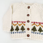Close-up of the Fair Isle tree knit pattern