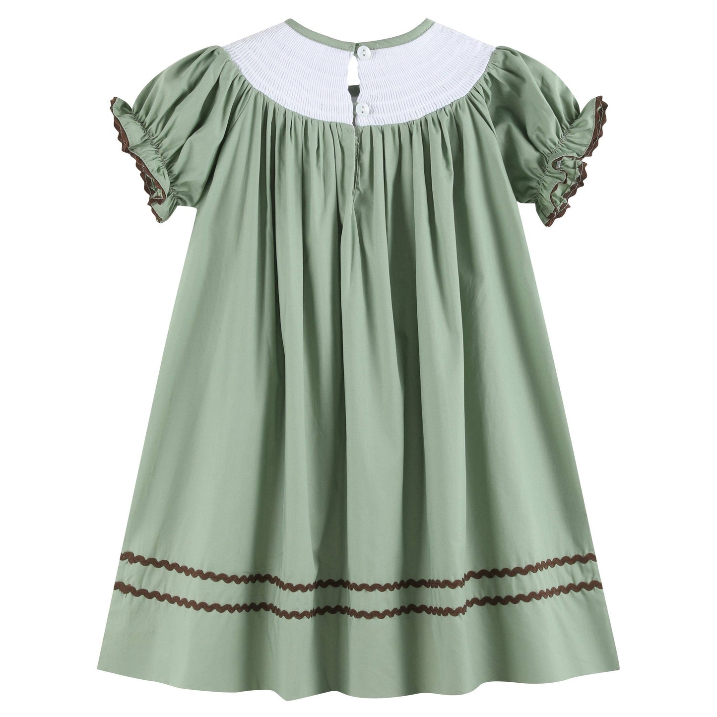 Sage Green Turkey Smocked Bishop Dress