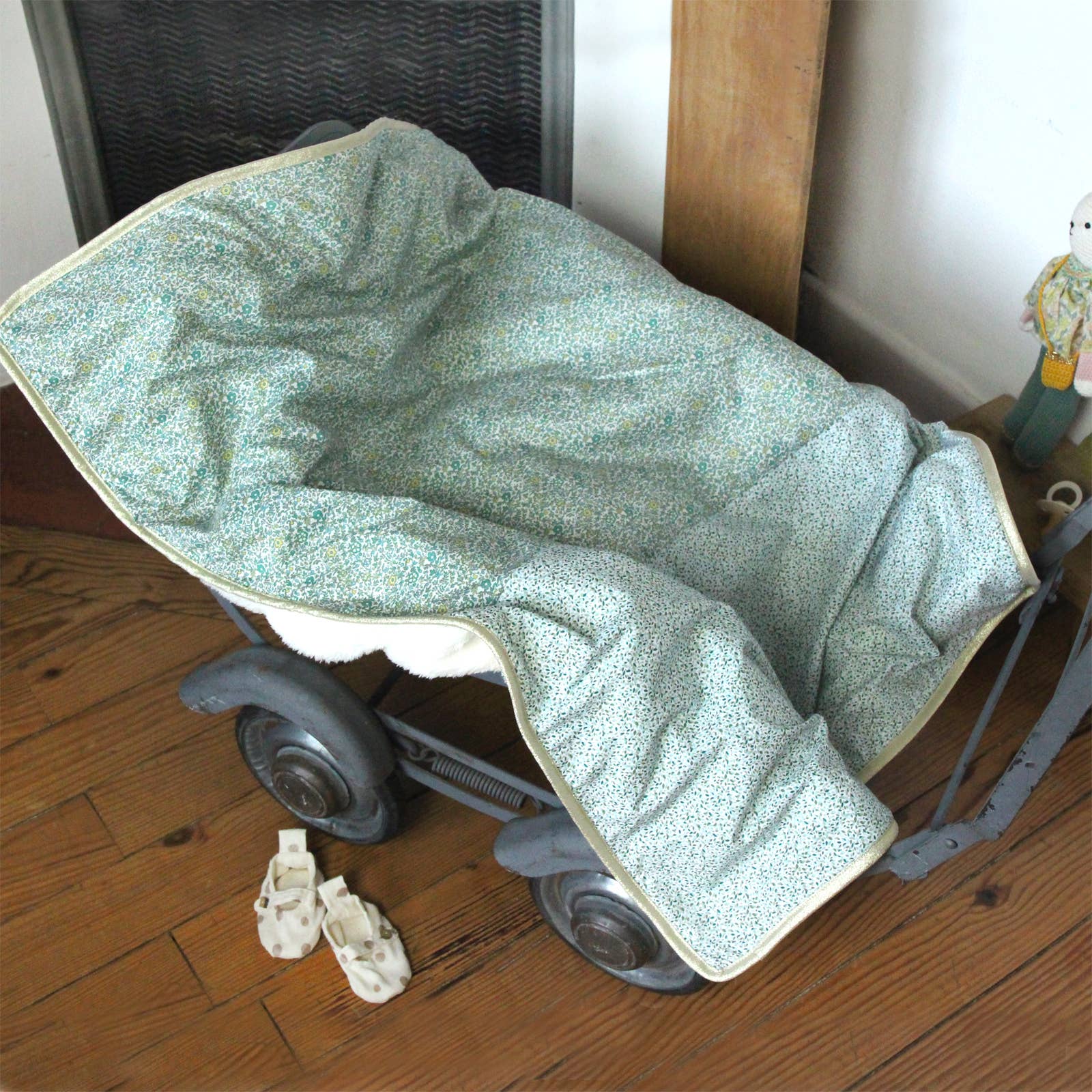 Baby blanket Liberty® fabric and fleece: Andréa
