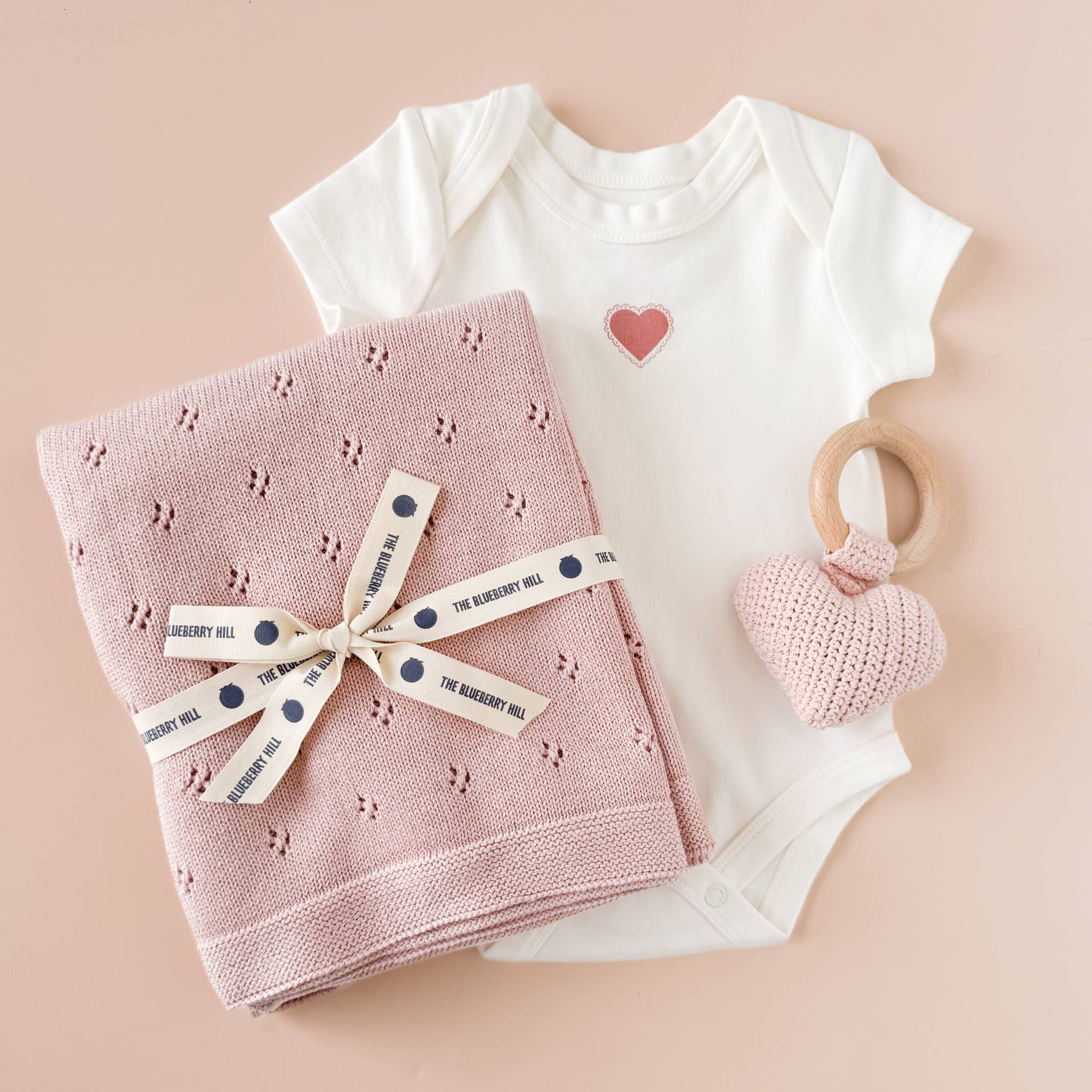 Heirloom Pique Blanket Blush Organic Cotton Baby Gift: Blush