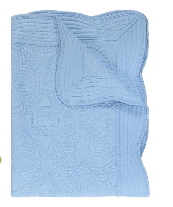 Heirloom Quilt - Baby Quilt Blanket Monogram: Baby Blue
