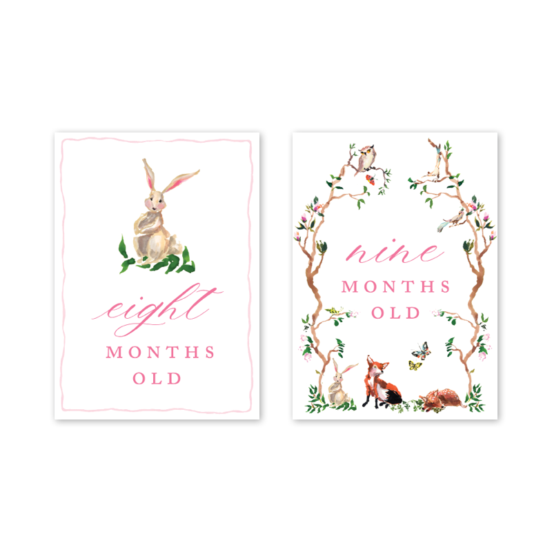 Woodland Pink Milestone Cards: Baby Milestone Cards - Set of 15