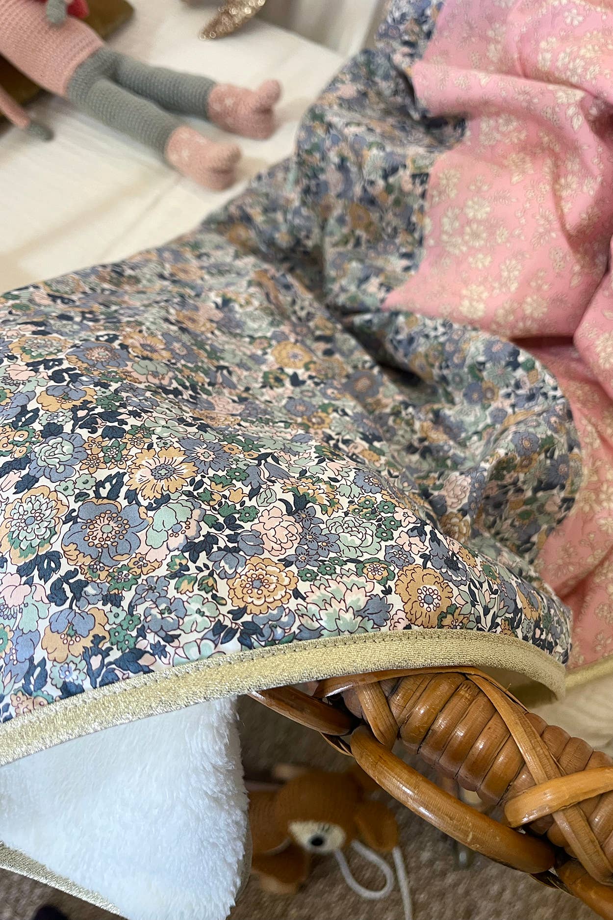 Baby blanket Liberty® fabric and fleece: Andréa