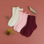 Ribbed Lettuce Trim Midi Socks - Quartz Pink