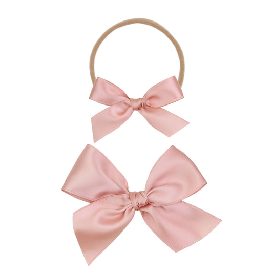 Satin Bow Headband - French Pink