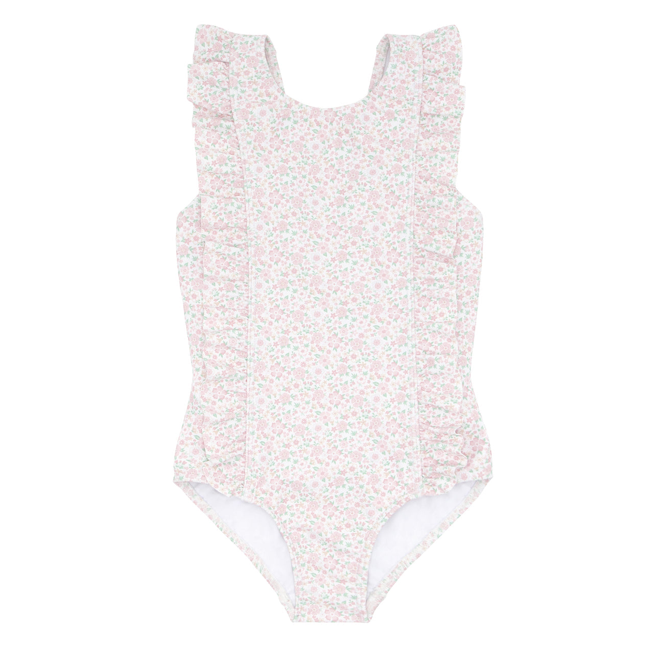 Girls Antique Floral Ruffle One Piece