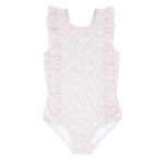 Girls Antique Floral Ruffle One Piece