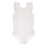 Girls Antique Floral Ruffle One Piece
