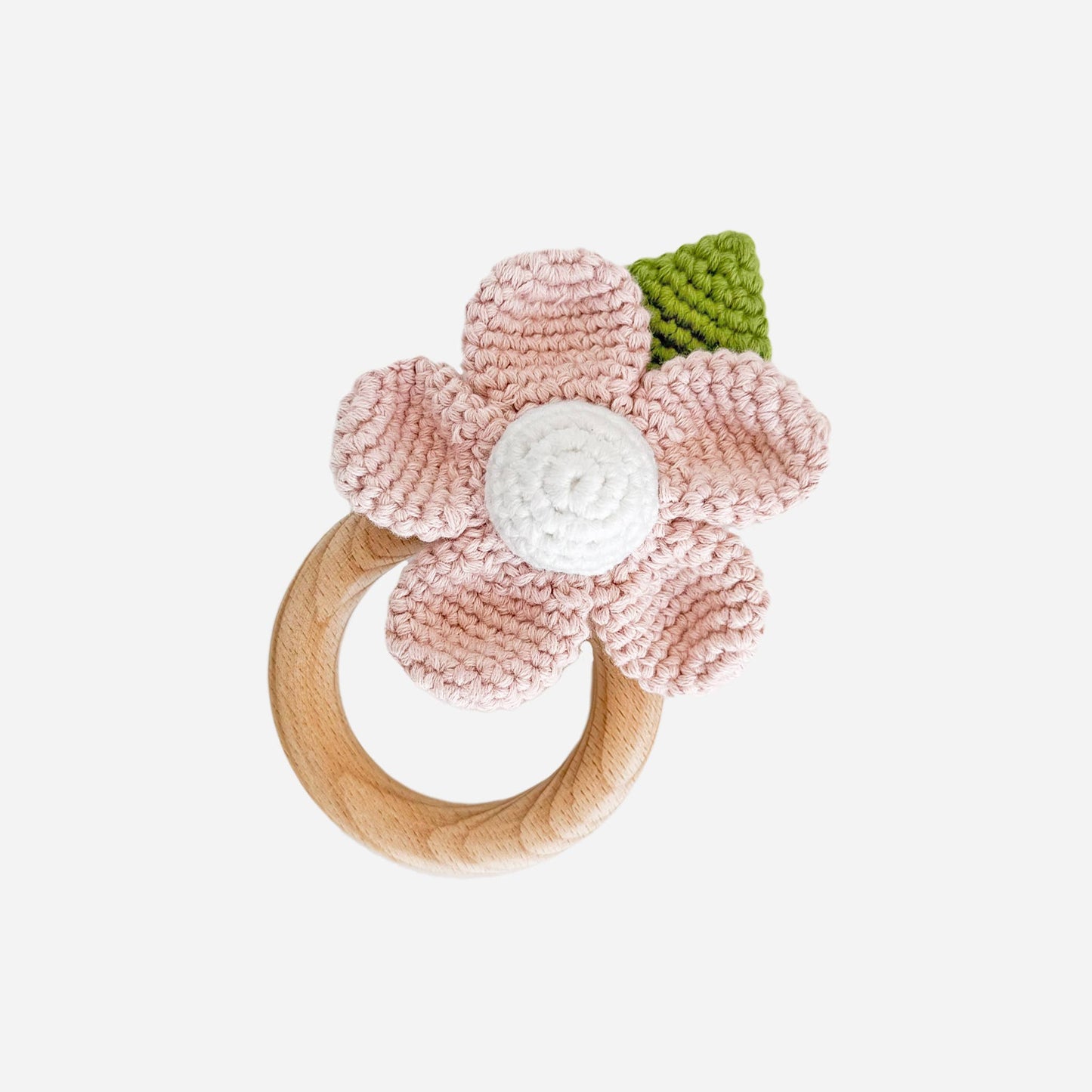 Cotton Crochet Rattle Teether Flower Baby Toy Spring Summer