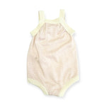 Strawberry Embroidered Knit Baby Ruffle Romper (Organic): Natural/Pink Stripe