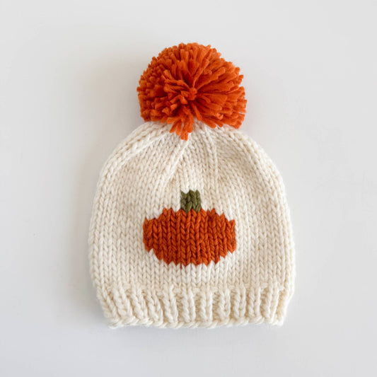 White Beanie with Pumpkin