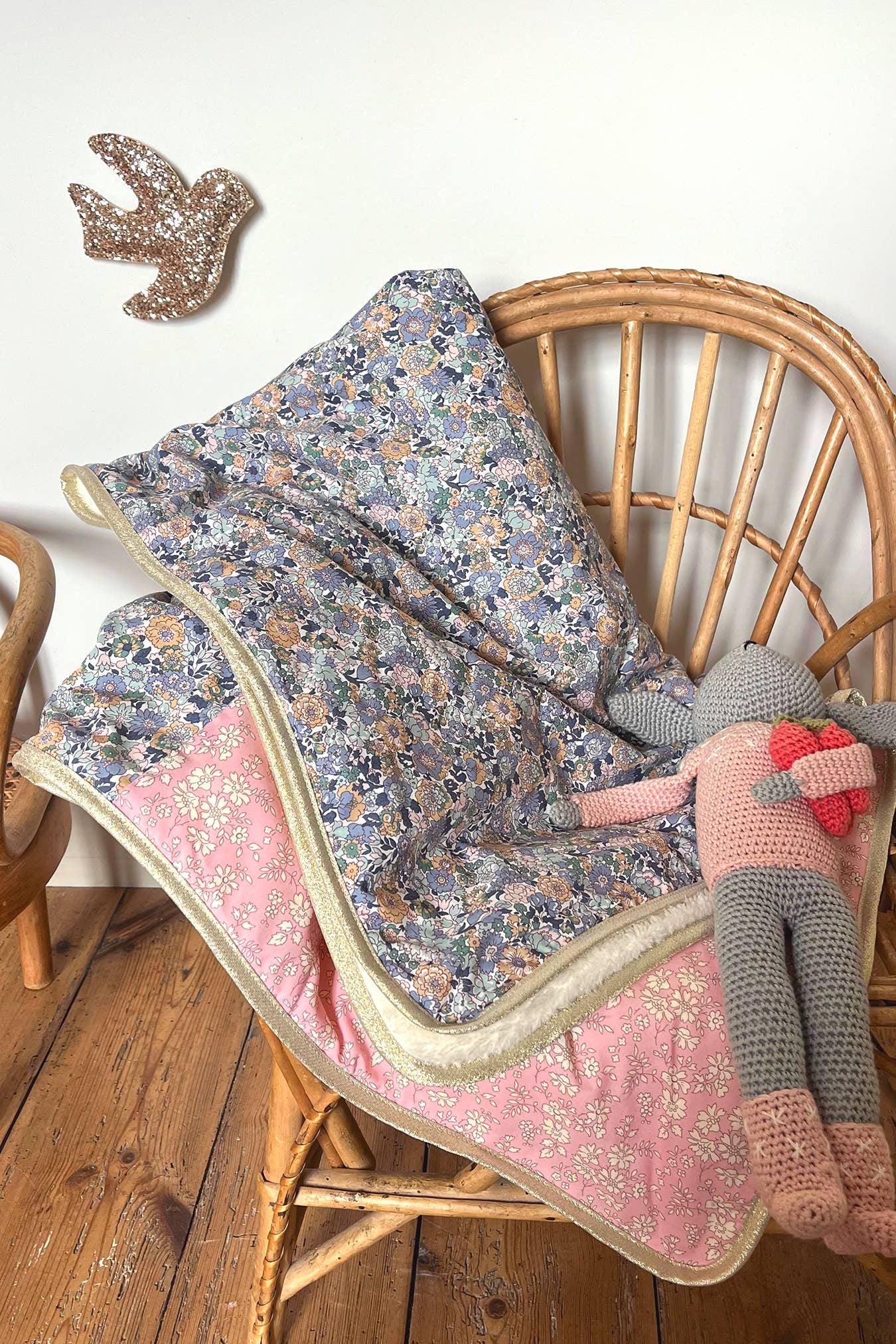 Baby blanket Liberty® fabric and fleece: Lison