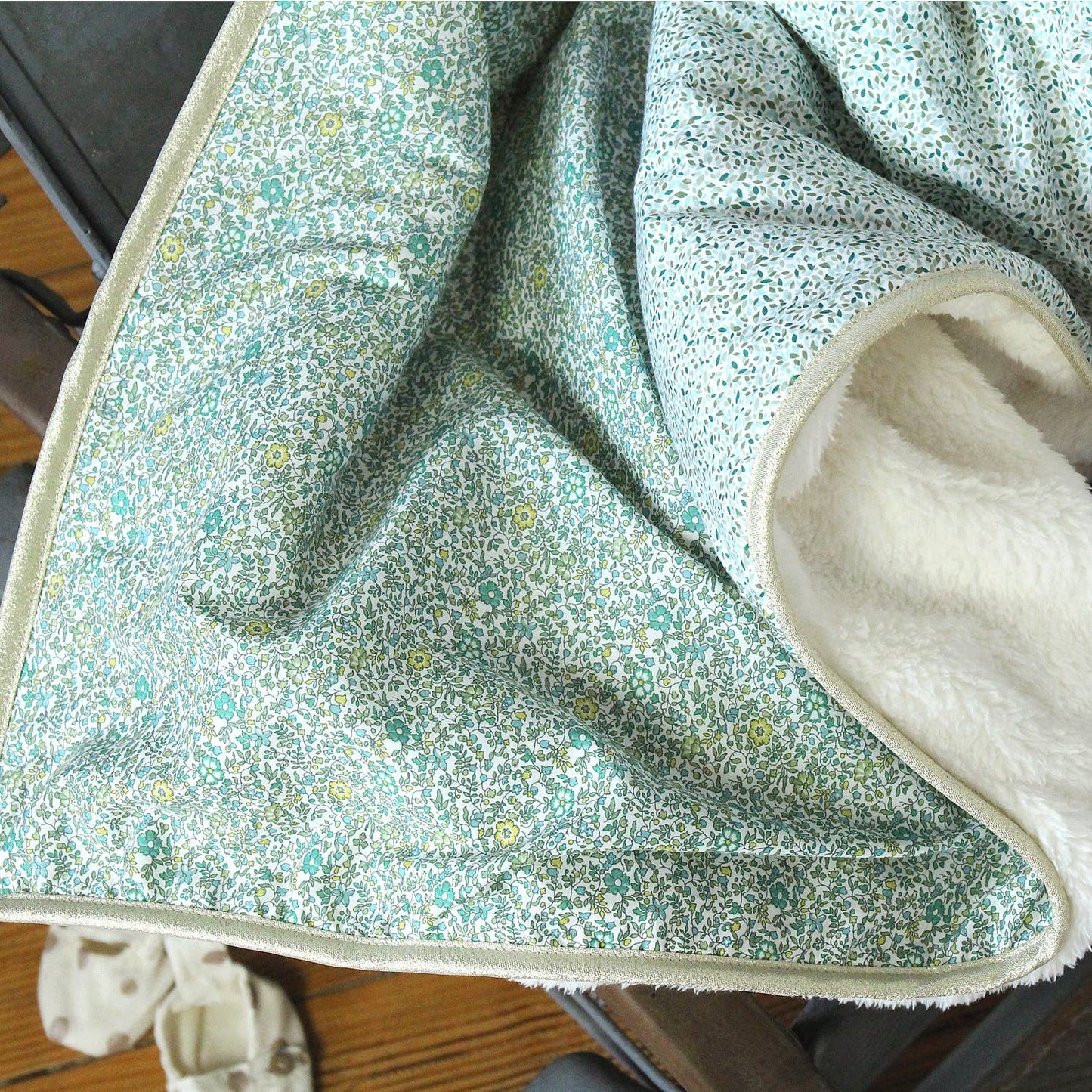 Liberty® fabric and fleece baby blanket: Alba