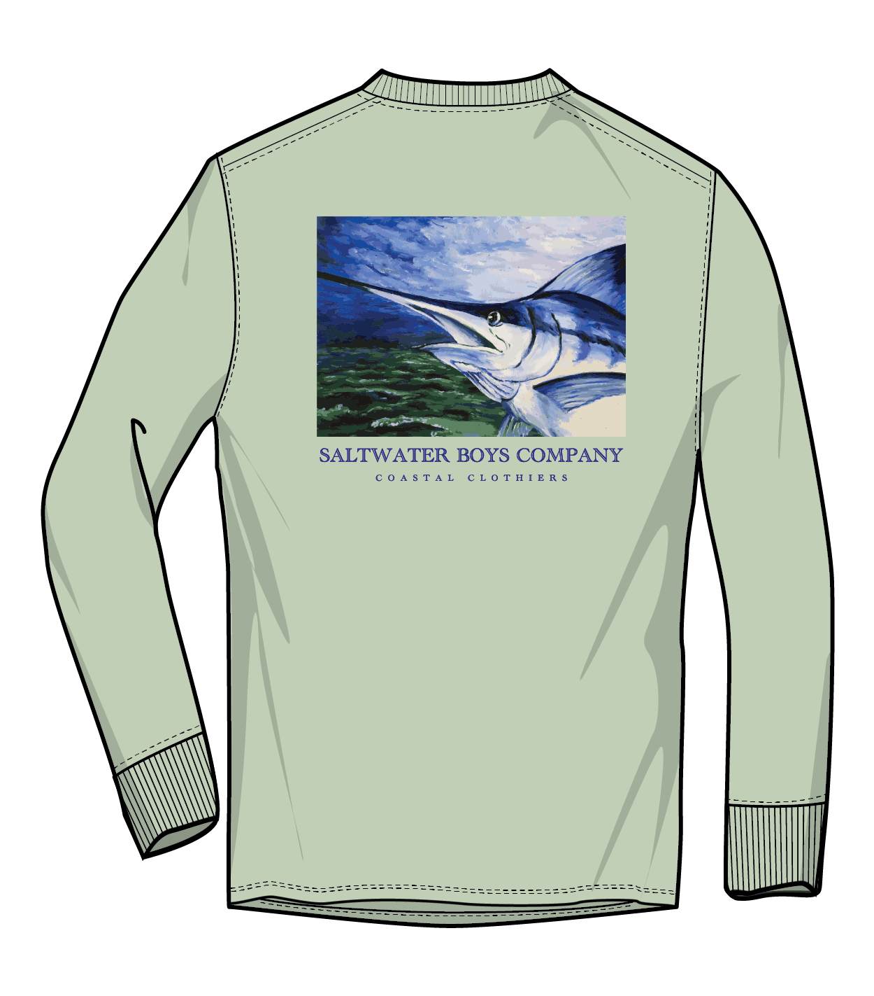 Striped Marlin Long Sleeve Graphic Tee