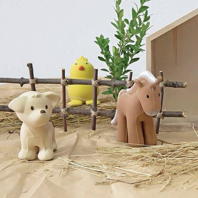 Chick Natural Organic Rubber Teether, Rattle & Bath Toy