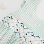 Begonia Smocked Dress - Aqua Seersucker