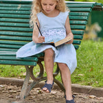 Begonia Smocked Dress - Aqua Seersucker