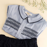 Kidiwi Benoît shirt and navy corduroy shorts