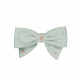 Bonnie Embroidered Hair Clip - Mint Linen