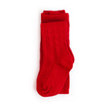Cable Knit Tights - Cherry