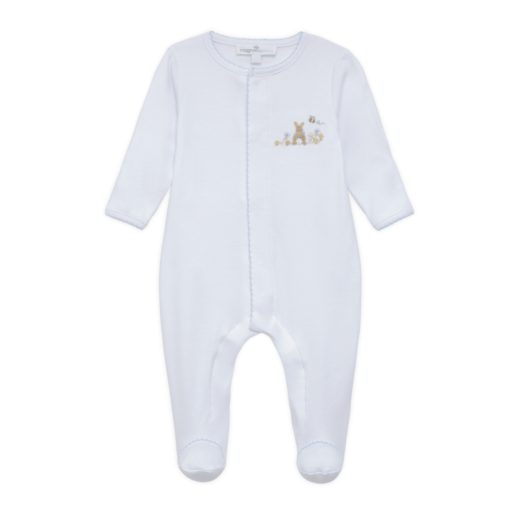 Bunny's Basket Light Blue Zip Footie