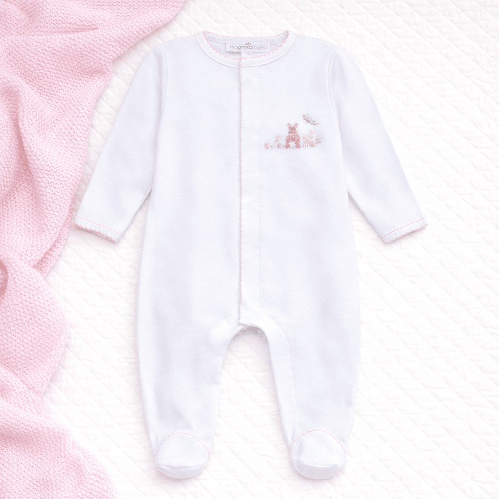 Bunny's Basket Pink Zip Footie