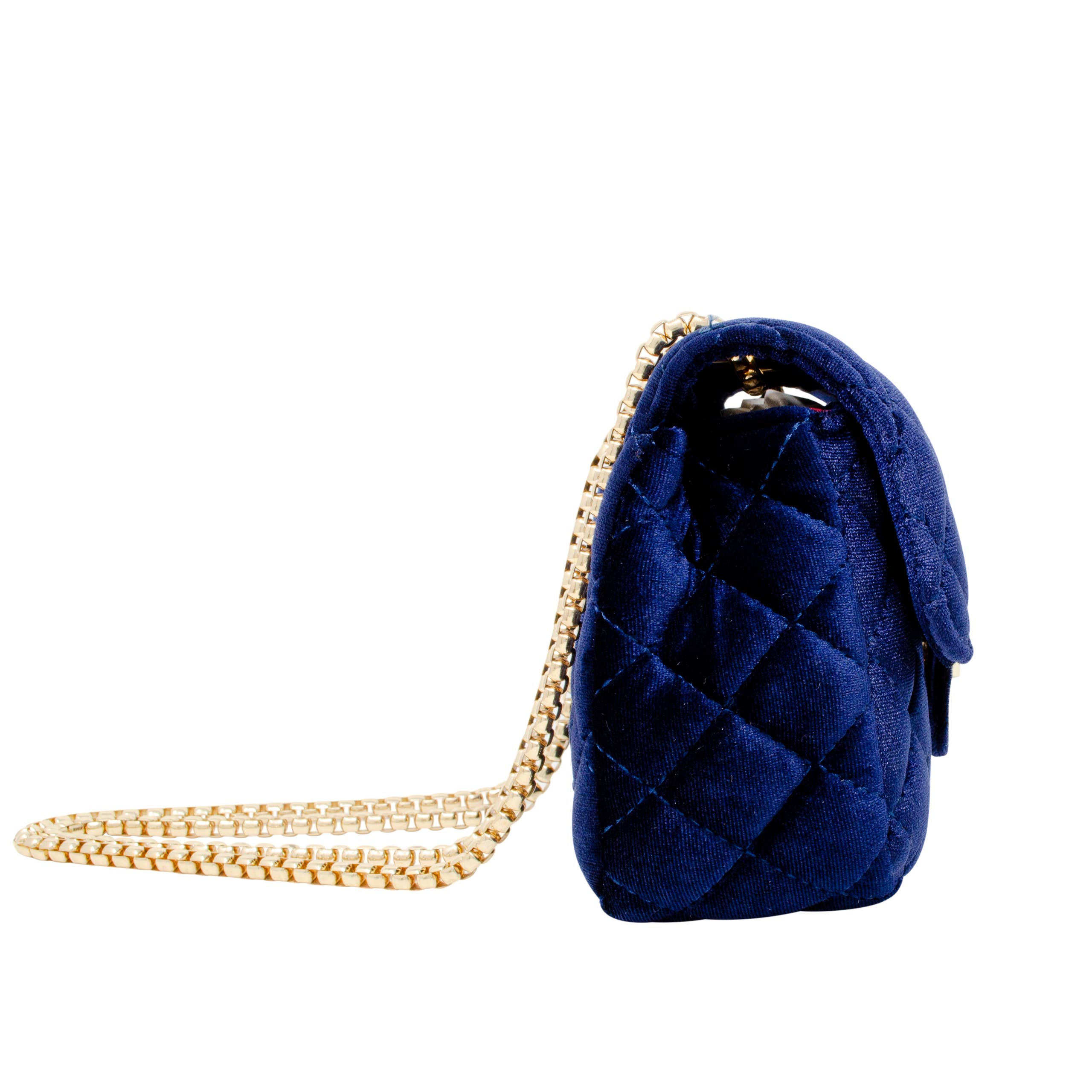 Tiny Treats classic large suede handbag, side view