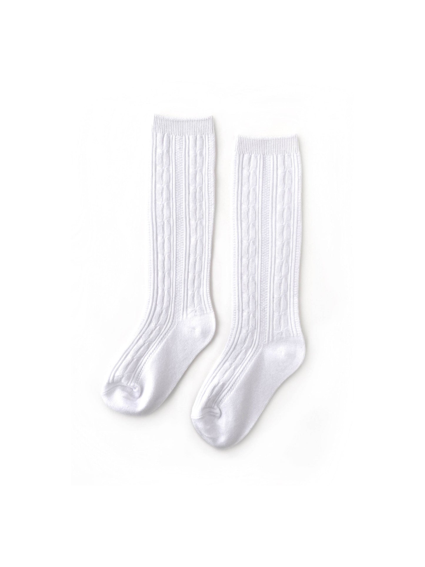 White Cable Knit Knee High Socks for Babies, Toddlers, and Children - All Seasons