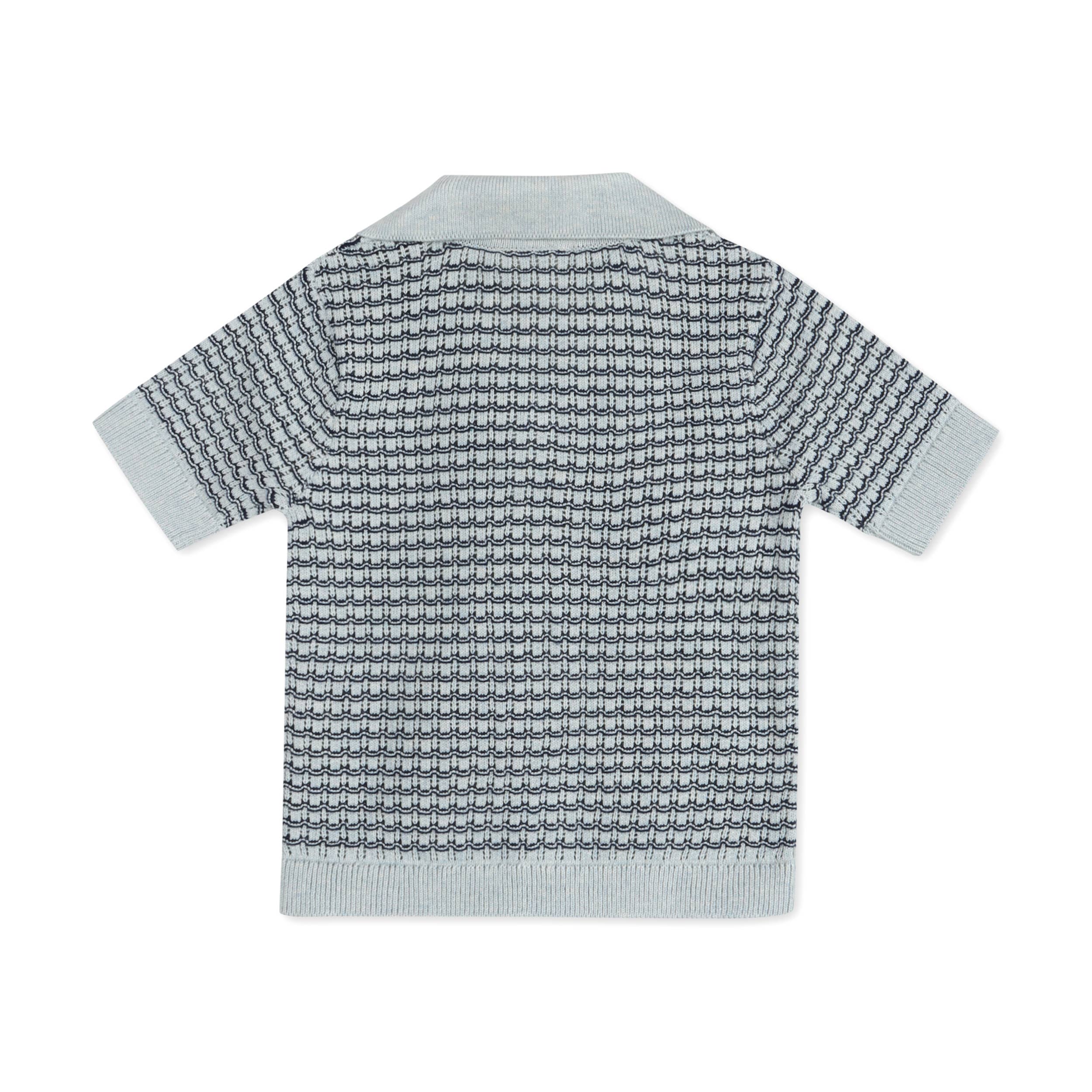 Miles Wave Textured Baby Shirt & Shorts Set (Organic Cotton): Blue Heather