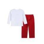 White Christmas Smocked Shirt and Red Corduroy Pants Set: 18-24M