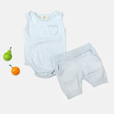 Milan Sleeveless Knit Bodysuit Blue Organic Cotton