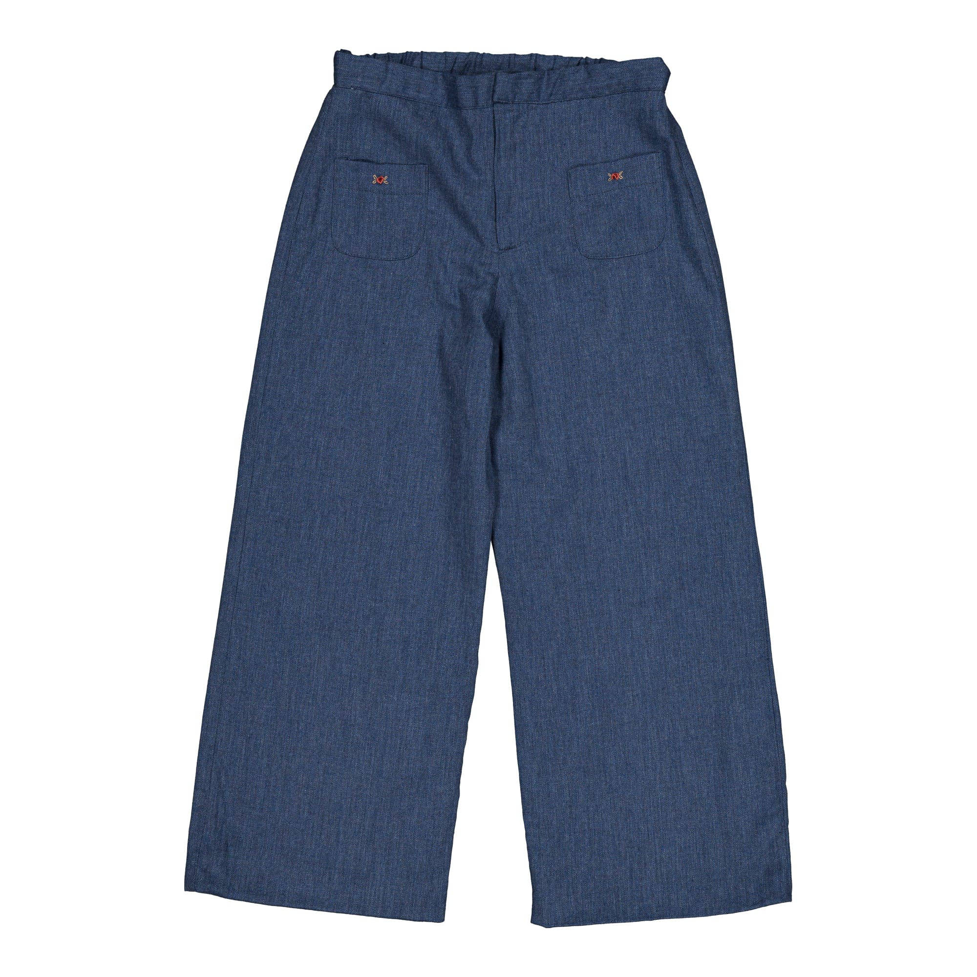 Camilla Pants in Blue Denim Herringbone