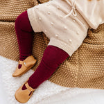 Burgundy Cable Knit Tights