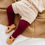 Burgundy Cable Knit Tights