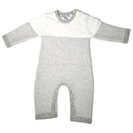 Seed Stitch Striped Cotton Onesie: Cream/Heather Grey