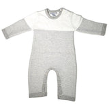 Seed Stitch Striped Cotton Onesie: Cream/Heather Grey