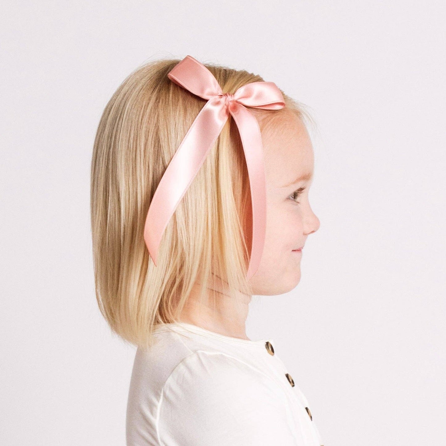 Satin Bow Alligator Clip - French Pink