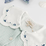 Colette Embroidered Dress - Aqua Seersucker