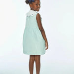 Colette Embroidered Dress - Aqua Seersucker